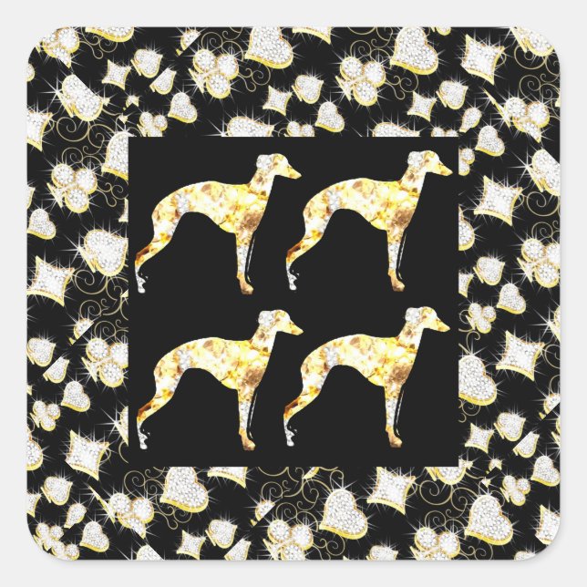 GREYHOUND BLING SQUARE STICKER (Front)