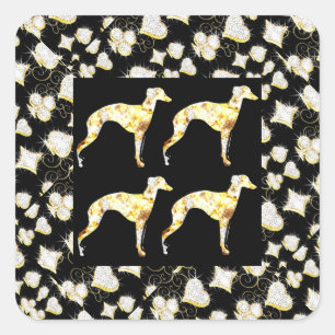 GREYHOUND BLING SQUARE STICKER
