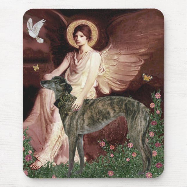 Greyhound (br) - Seated Angel Mouse Pad (Front)