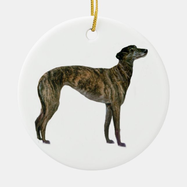 Greyhound - Brindle (standing) Ceramic Ornament (Front)