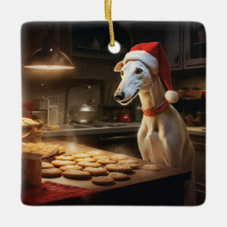 Greyhound Christmas Cookies Festive Holiday Ceramic Ornament