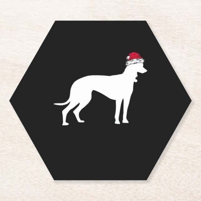 Greyhound Christmas Essential T-Shirt Paper Coaster (Front)