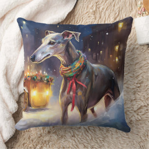 Greyhound Christmas Festive Season  Throw Pillow