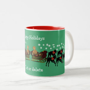 Greyhound Christmas Holiday Personalized Two-Tone Coffee Mug