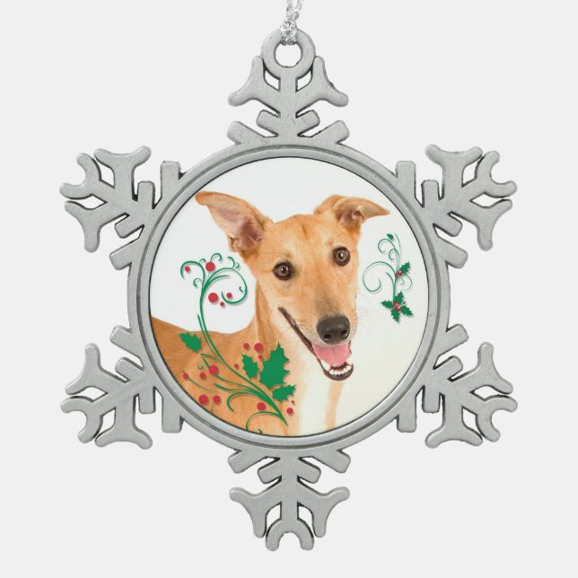 Greyhound Christmas Ornament (Front)