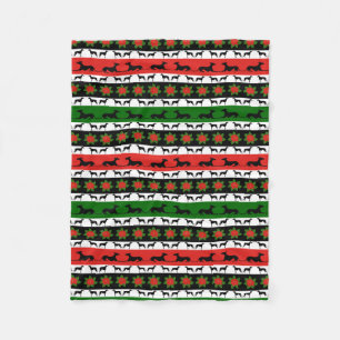 Greyhound Christmas Silhouettes  Fleece Blanket