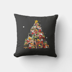Greyhound Christmas Tree Lights Funny Dog Xmas Gif Throw Pillow