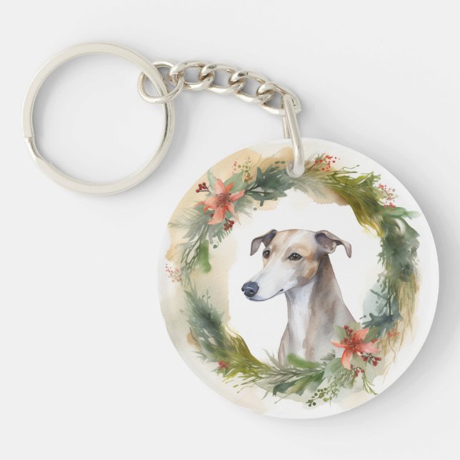 Greyhound Christmas Wreath Festive Pup (Devant)