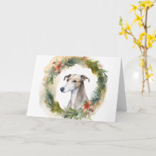 Greyhound Christmas Wreath Festive Pup Card