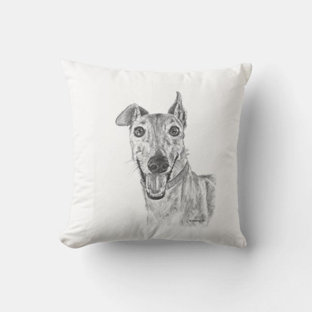Greyhound Closeup Drawing Throw Pillow (Front)