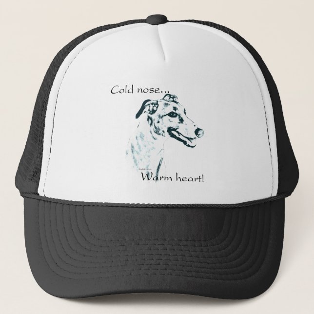 Greyhound Cold Nose, Warm Heart Trucker Hat (Front)