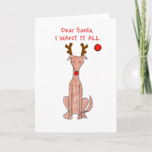 Greyhound Dear Santa Holiday Card