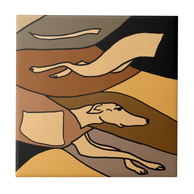 Greyhound Dog Abstract Art Design Tile (Front)
