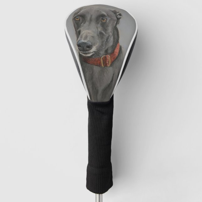 Greyhound Dog Art Golf Driver Cover (Front)