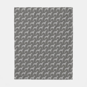 Greyhound Dog Breed Silhouettes Pattern Grey Fleece Blanket