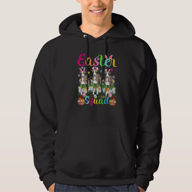 Greyhound Dog Bunny Ear Easter Squad Greyhound Hap Hoodie (Front)