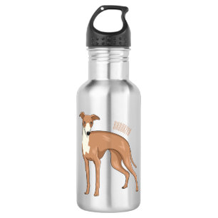 Greyhound dog cartoon illustration 532 ml water bottle