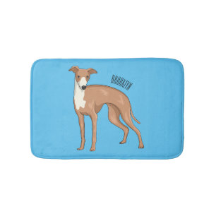Greyhound dog cartoon illustration bath mat