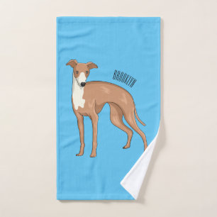 Greyhound dog cartoon illustration bath towel set