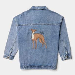 Greyhound dog cartoon illustration denim jacket