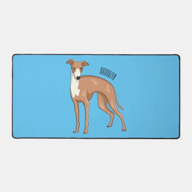 Greyhound dog cartoon illustration  desk mat (Front)