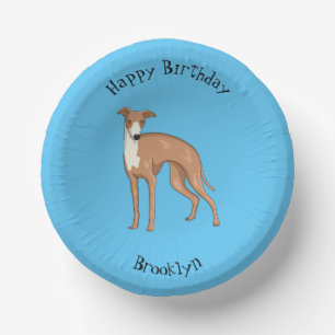 Greyhound dog cartoon illustration paper plate