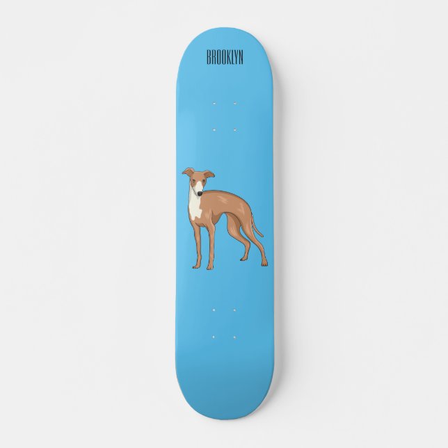 Greyhound dog cartoon illustration  skateboard (Front)