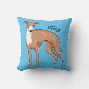 Greyhound dog cartoon illustration throw pillow