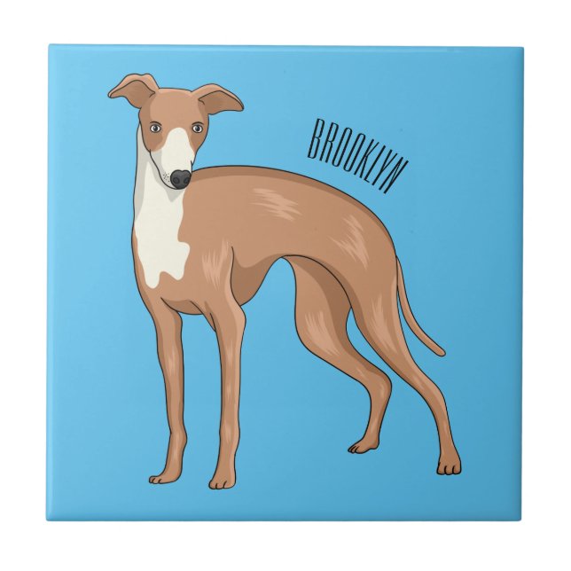 Greyhound dog cartoon illustration  tile (Front)