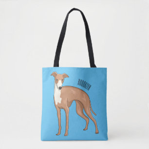 Greyhound dog cartoon illustration  tote bag