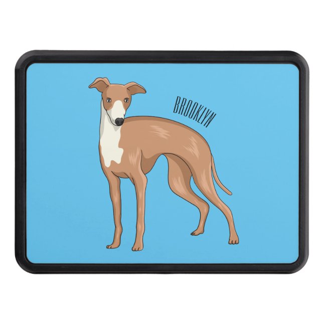 Greyhound dog cartoon illustration  trailer hitch cover (Front)