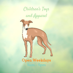 Greyhound dog cartoon illustration  window cling