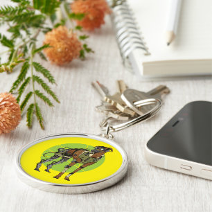 Greyhound Dog Cyborg Design Keychain