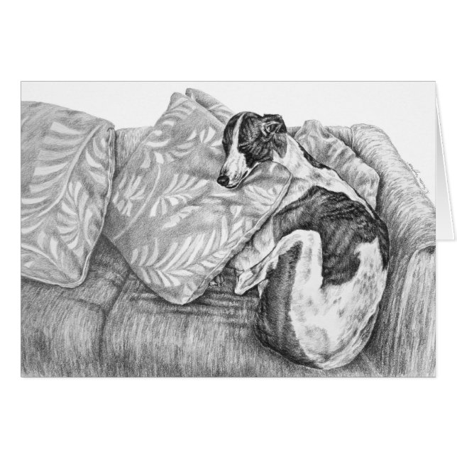 Greyhound Dog Drawing by Kelli Swan (Front Horizontal)