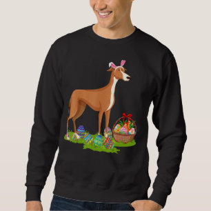 Greyhound Dog Easter Egg Hunting Bunny Greyhound E Sweatshirt