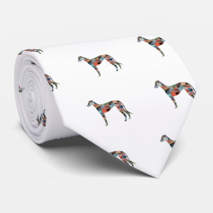 Greyhound Dog Geometric Pattern Silhouette Plaid Tie