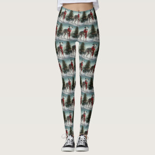 Greyhound Dog in Snow Christmas  Leggings