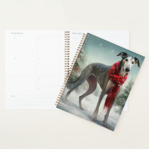 Greyhound Dog in Snow Christmas  Planner