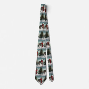 Greyhound Dog in Snow Christmas  Tie