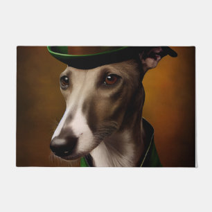 Greyhound Dog in St. Patrick's Day Dress Doormat