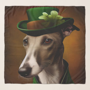 Greyhound Dog in St. Patrick's Day Dress Scarf