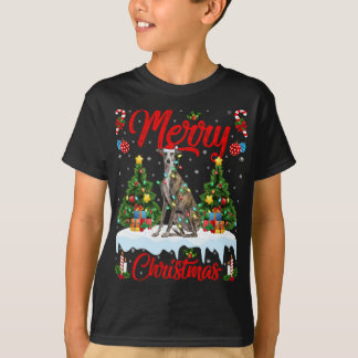 Greyhound Dog Lights Xmas Tree Santa Greyhound Chr T-Shirt