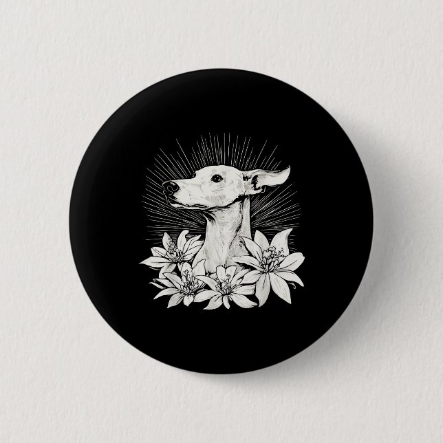Greyhound Dog Lover Retro Style Tattoo  2 Inch Round Button (Front)