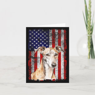 Greyhound Dog Lover US Flag 4th of July Patriotic Card