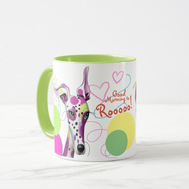 Greyhound Dog Lovers Playful Happy Art  Mug (Front Left)