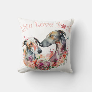 Greyhound Dog Mom Floral Throw Pillow