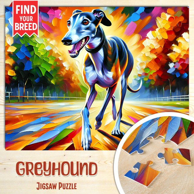 Greyhound Dog Portrait Acrylic Art Print Dog Lover Jigsaw Puzzle (Creator Uploaded)