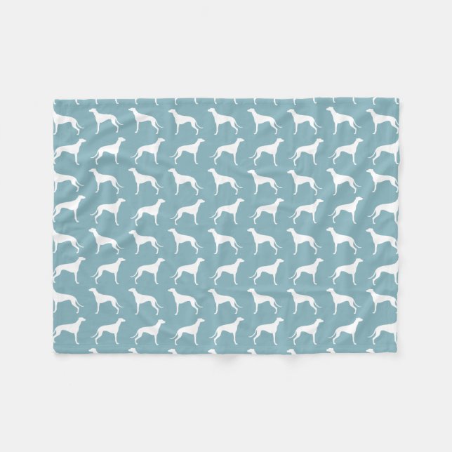 Greyhound Dog Silhouettes Pattern Fleece Blanket (Front (Horizontal))