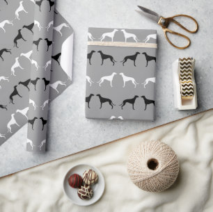 Greyhound Dog Silhouettes Pattern Wrapping Paper