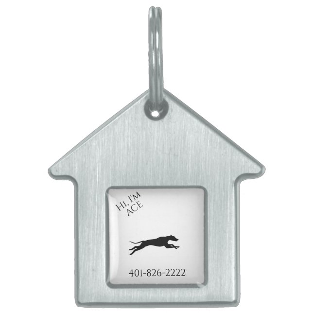 Greyhound dog tag. pet ID tag (Front)